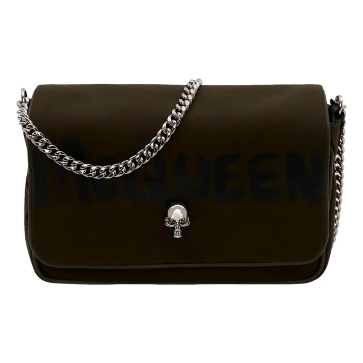 Alexander Mcqueen Army Green Nylon Graffiti Skull Shoulder Bag by Alexander McQueen