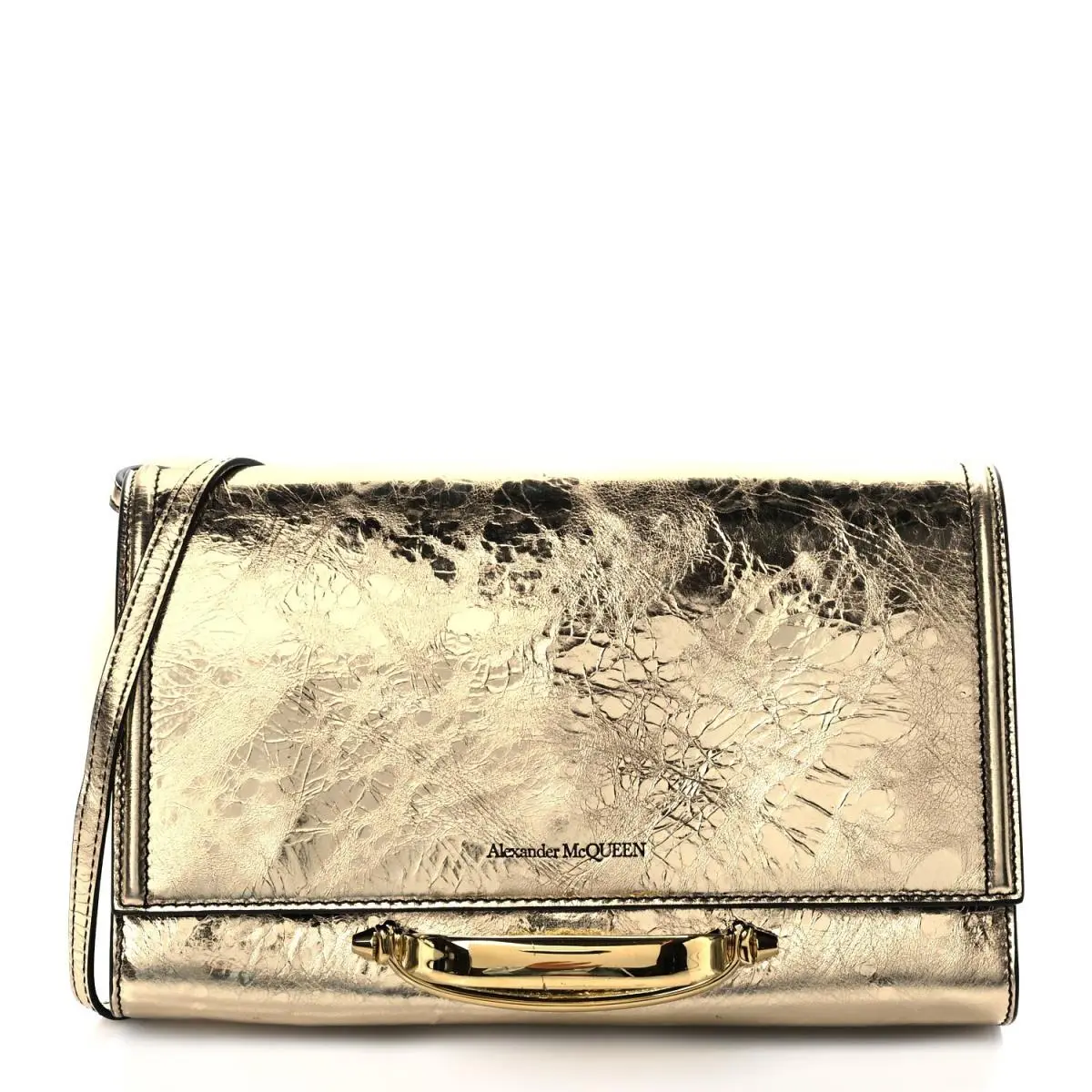Alexander Mcqueen Small Story Gold Crash Calf Leather Shoulder Bag Cha