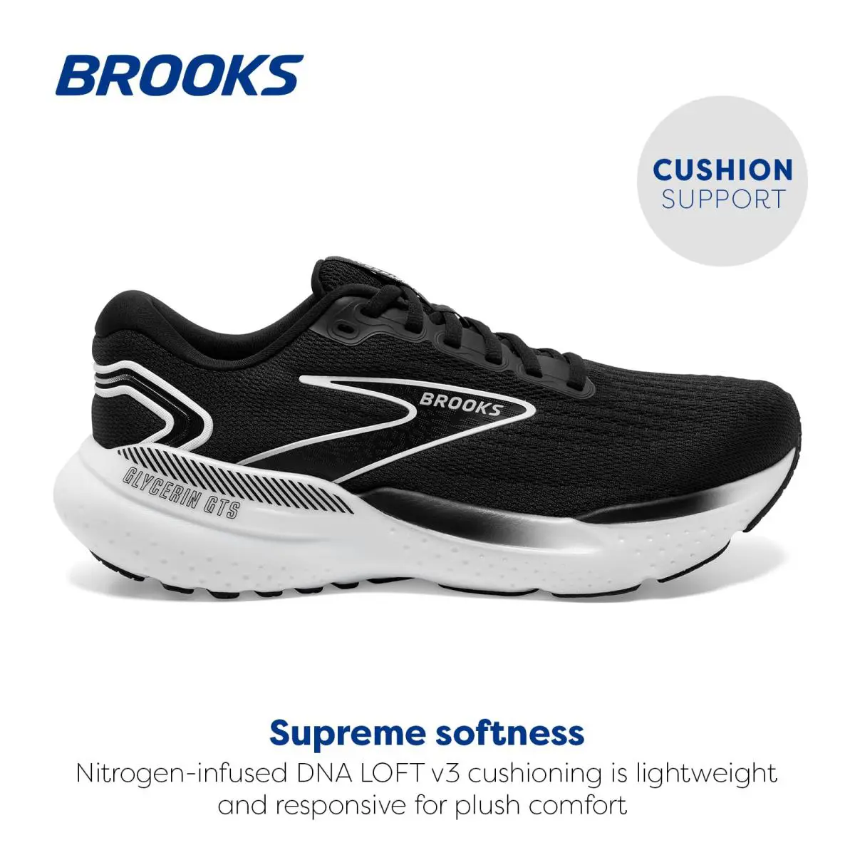 Brooks Men`s Glycerin Gts 21 - Black/Grey/White