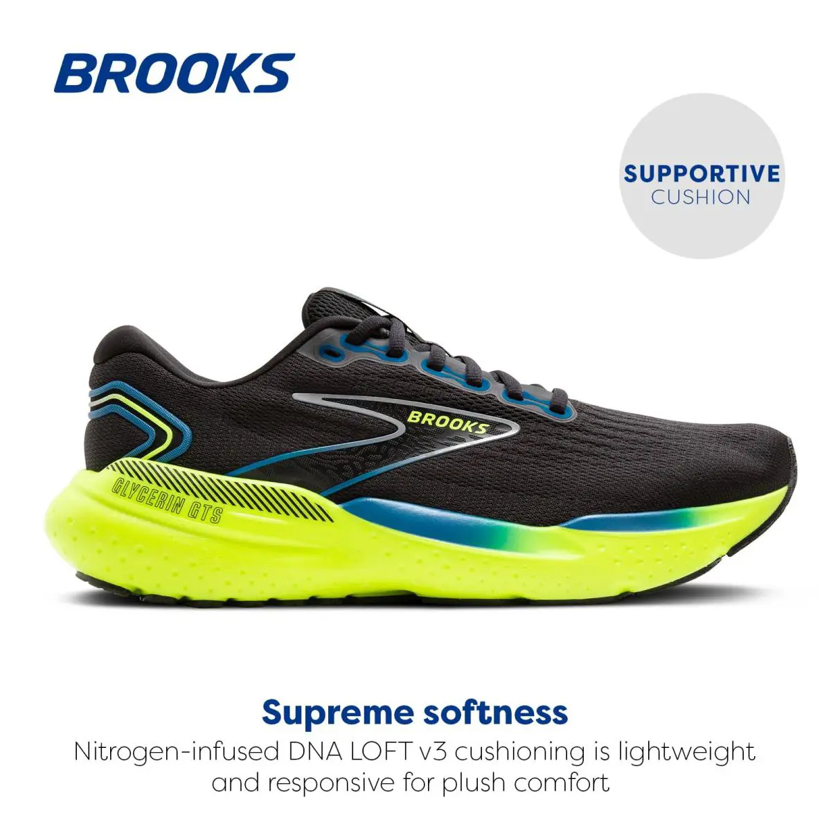Brooks Men`s Glycerin Gts 21 - Black/Blue/Nightlife