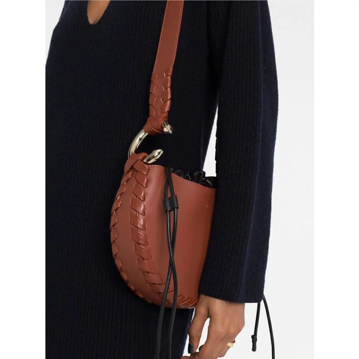 Chloé Mate Small Leather Hobo Bag Women`s Sepia Brown Retail