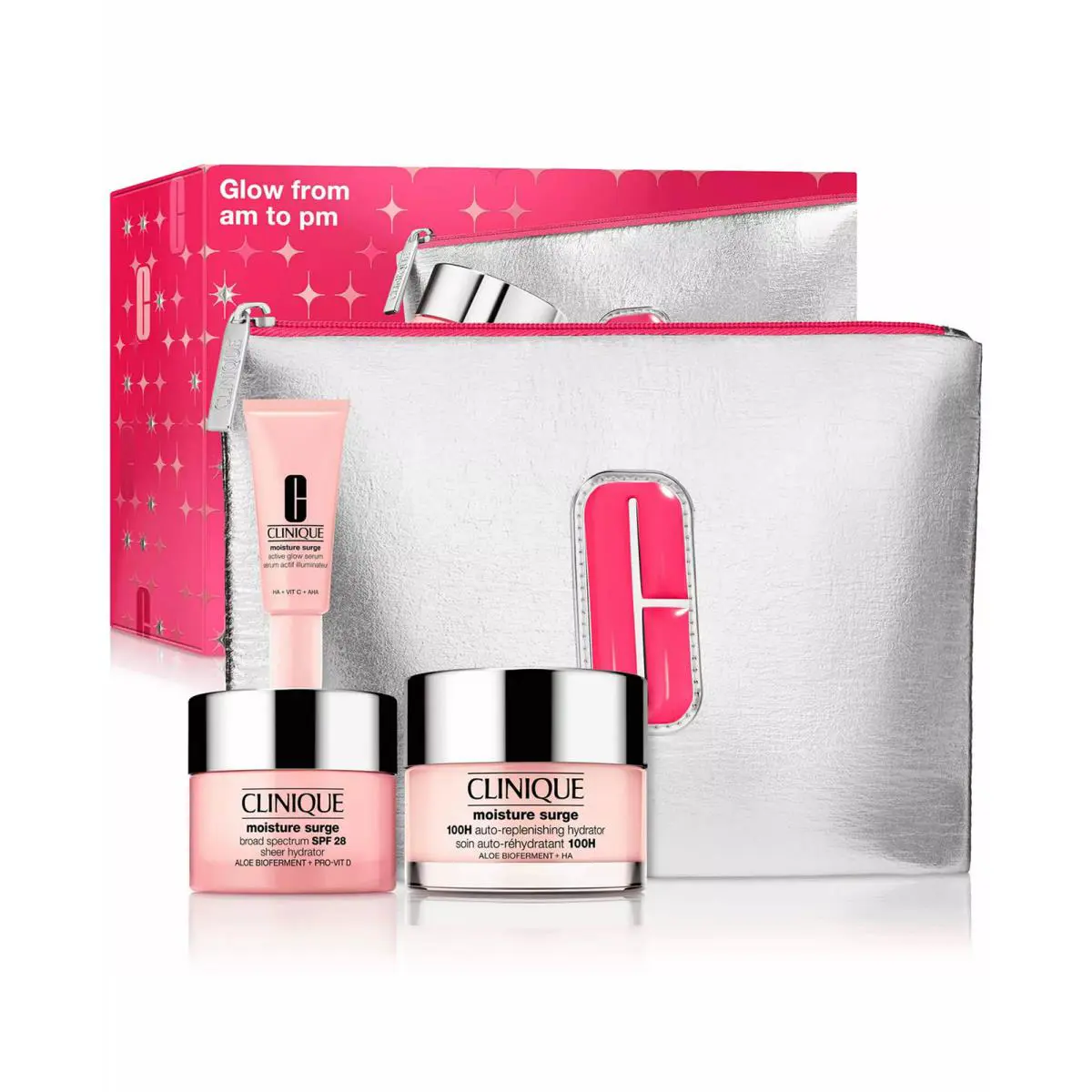 Clinique Glow From AM to PM Moisture Surge Skincare Routine Set - Clear