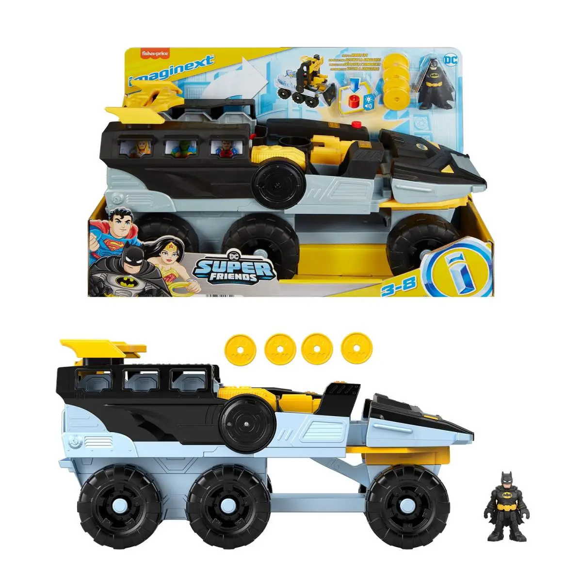 Imaginext DC Super Friends Transforming Bat-tank W/batman Figure Lights Sound