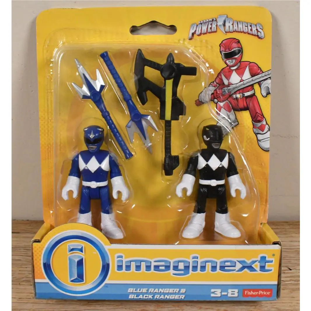 Imaginext Power Rangers Blue Black Ranger Figure Set with Weapons