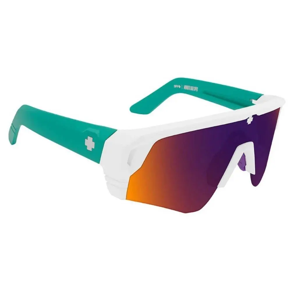 Spy Optic Monolith Speed Sunglasses - White-teal / Happy Dark Purple - Frame: White / Teal, Lens: Happy Gray Green Dark Purple Mirror