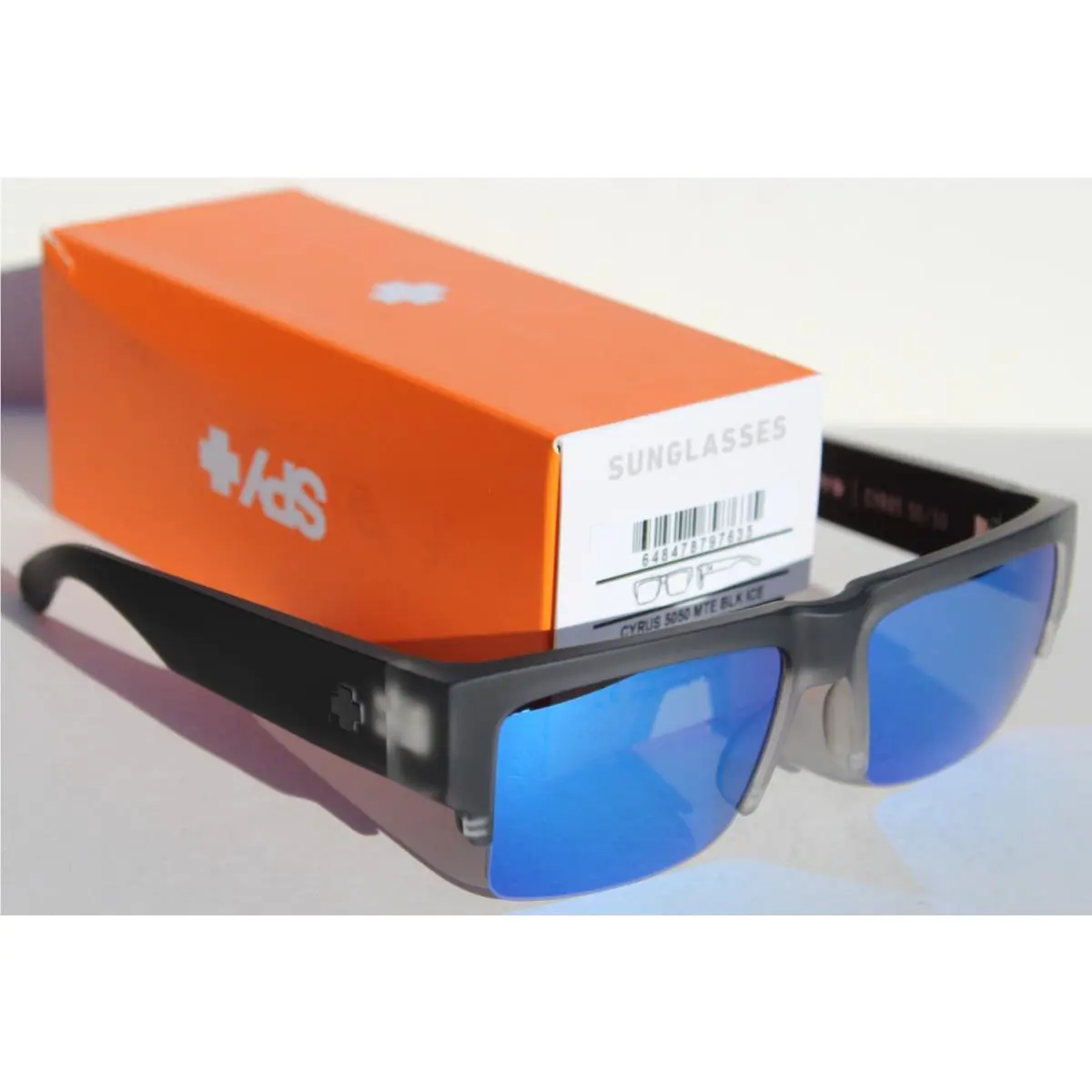 Spy Optics Cyrus 5050 Sunglasses Matte Black Ice/hd Gray Blue Spectra Mirror