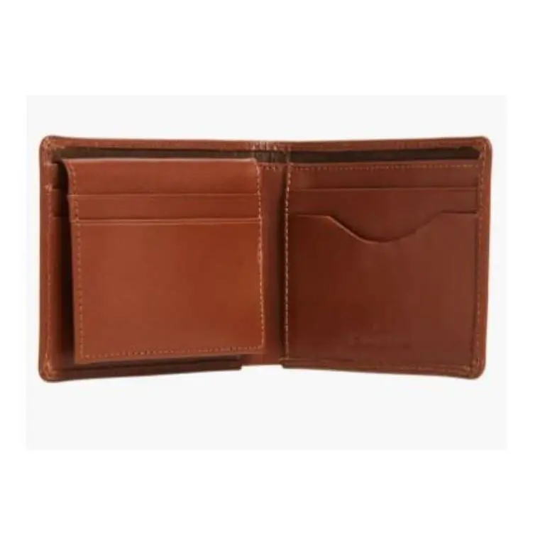 Tommy Bahama Mens Tan Leather Wallet Bifold with Lace Details Gift Box