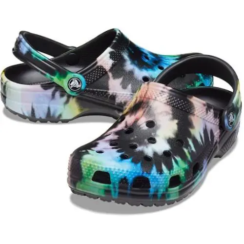 Crocs Classic Tie Dye Graphic Clog Slip Sandal Slide Men Shoes Multi Size 12