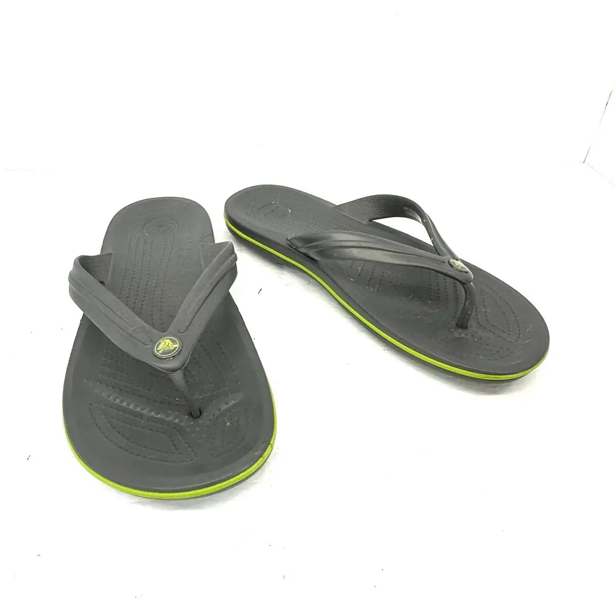 Crocs Crocband Flip Sandals Mens - Size: Men 10 - Graphite/volt Green