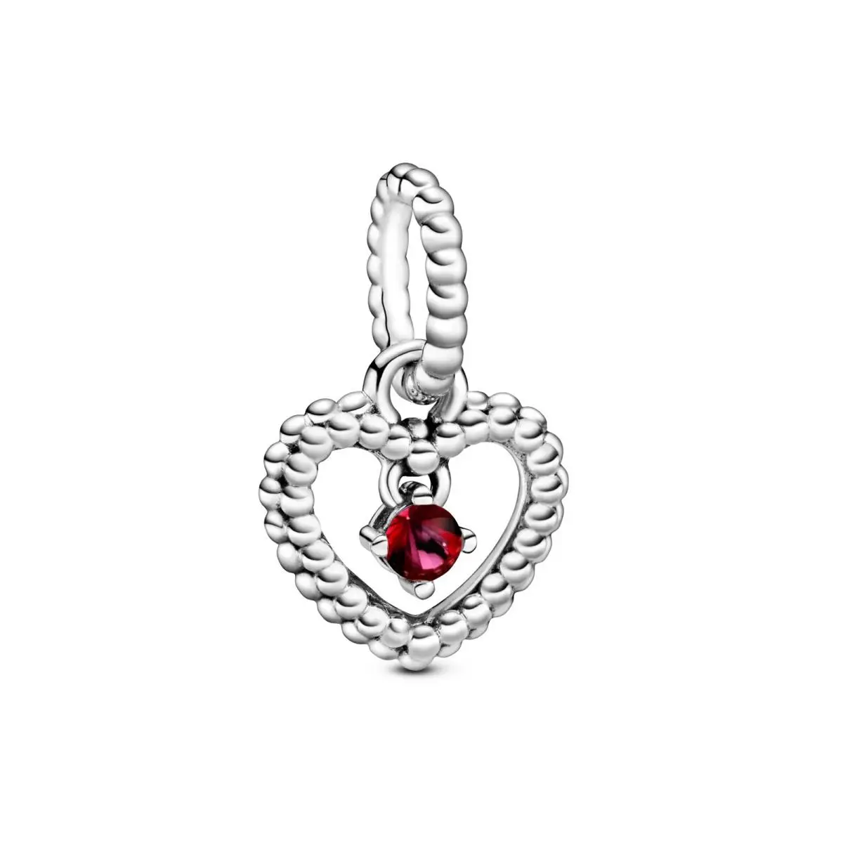 Blazing Red Beaded Heart Dangle Charm - 798854C02 by Pandora