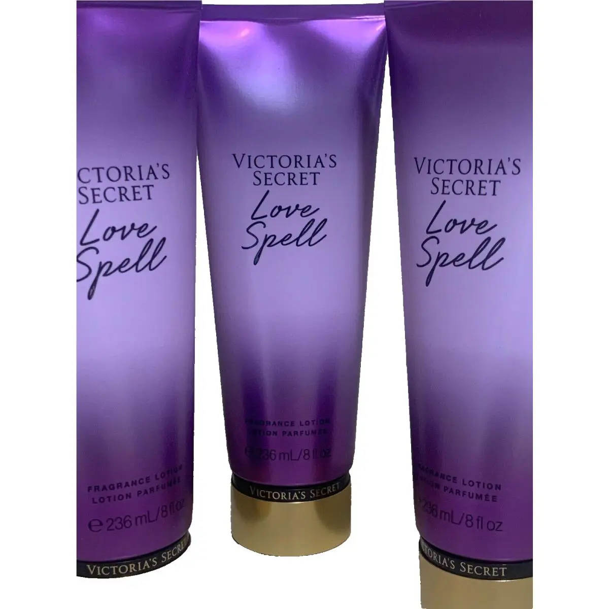 3 Victoria’s Secret Love Spell Fragrance Body Lotion Cream 8 fl oz 236 ml