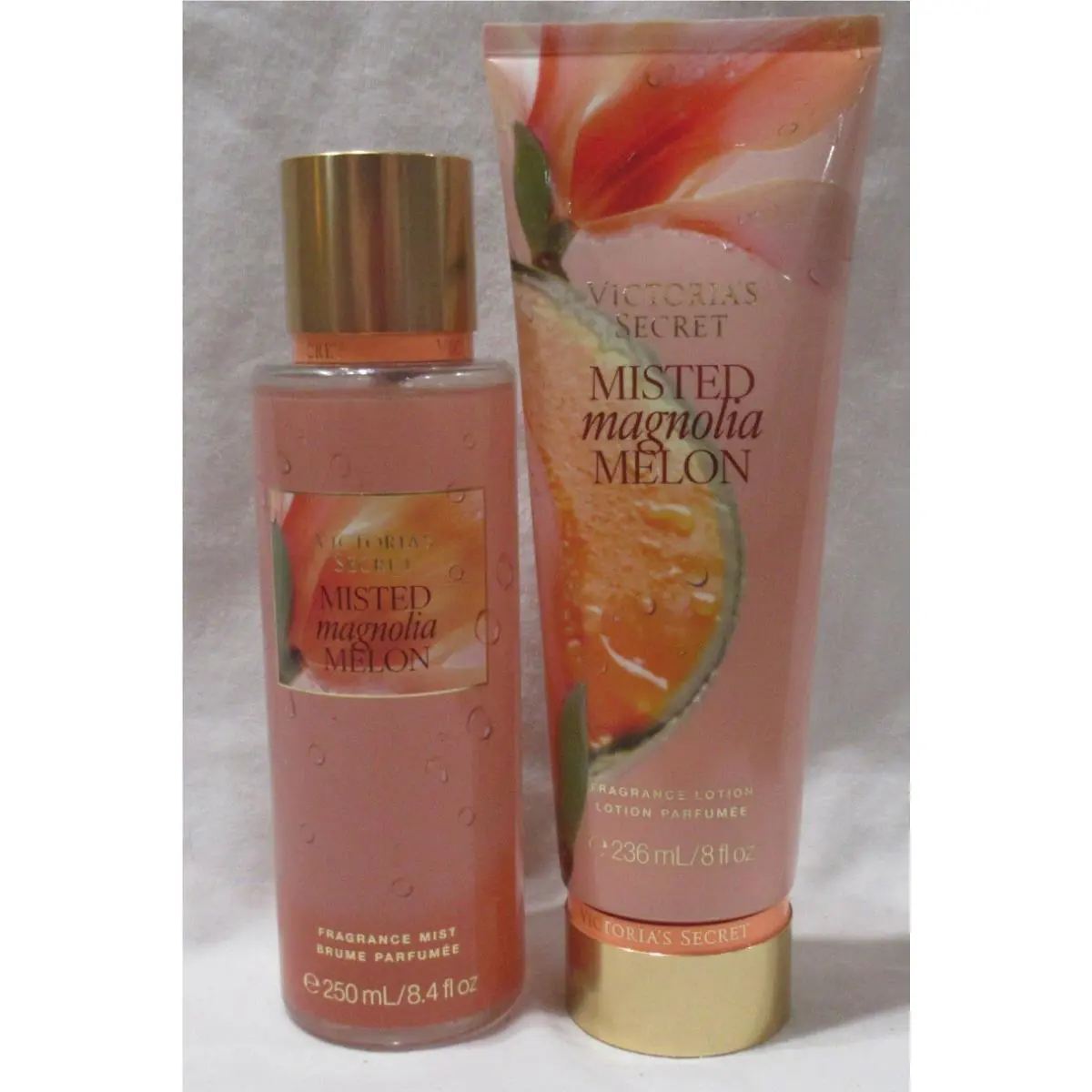 Victoria`s Secret Fragrance Mist Lotion Set Lot of 2 Misted Magnolia Melon