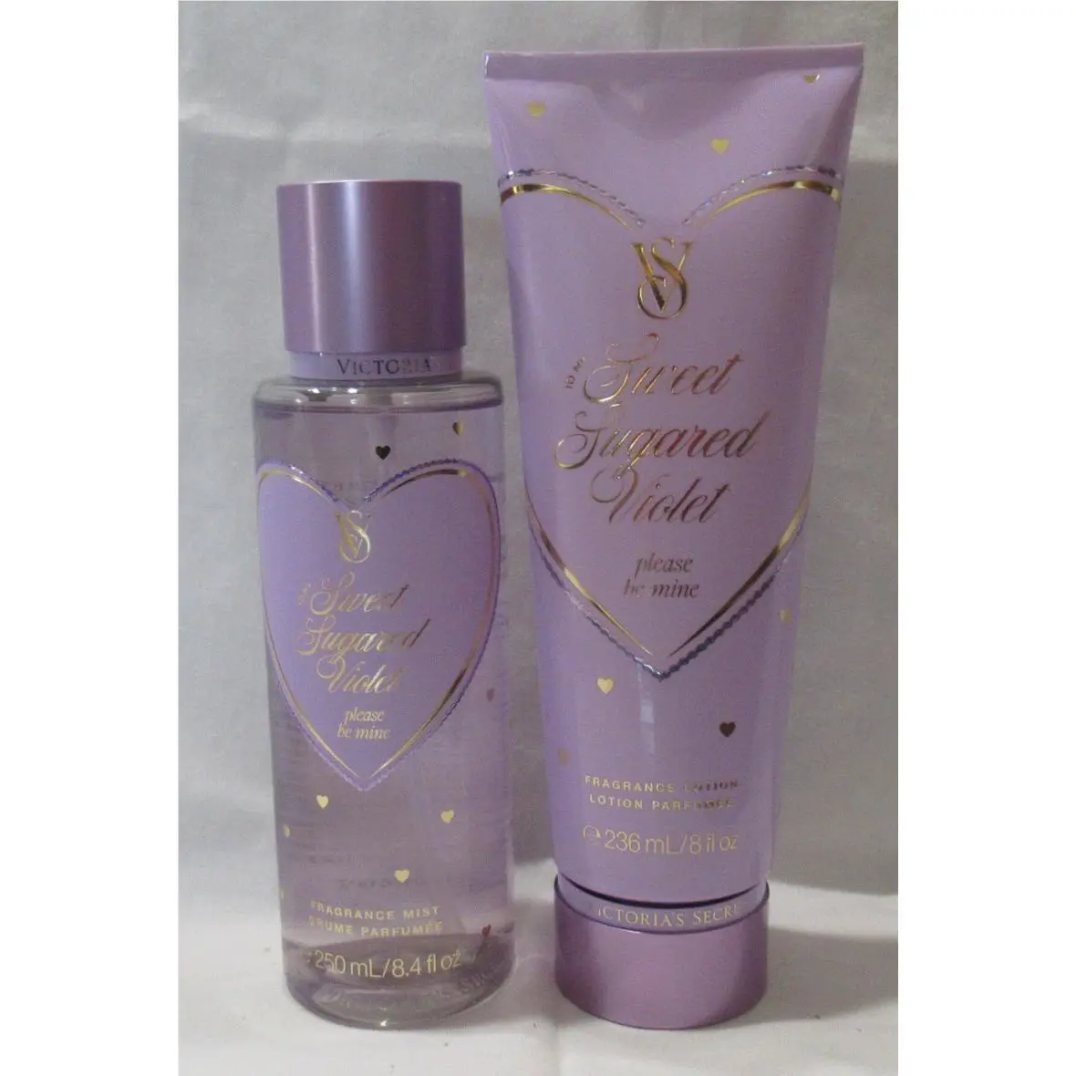 Victoria`s Secret Fragrance Mist Lotion Set Lot 2 V-day Sweet Sugared Violet