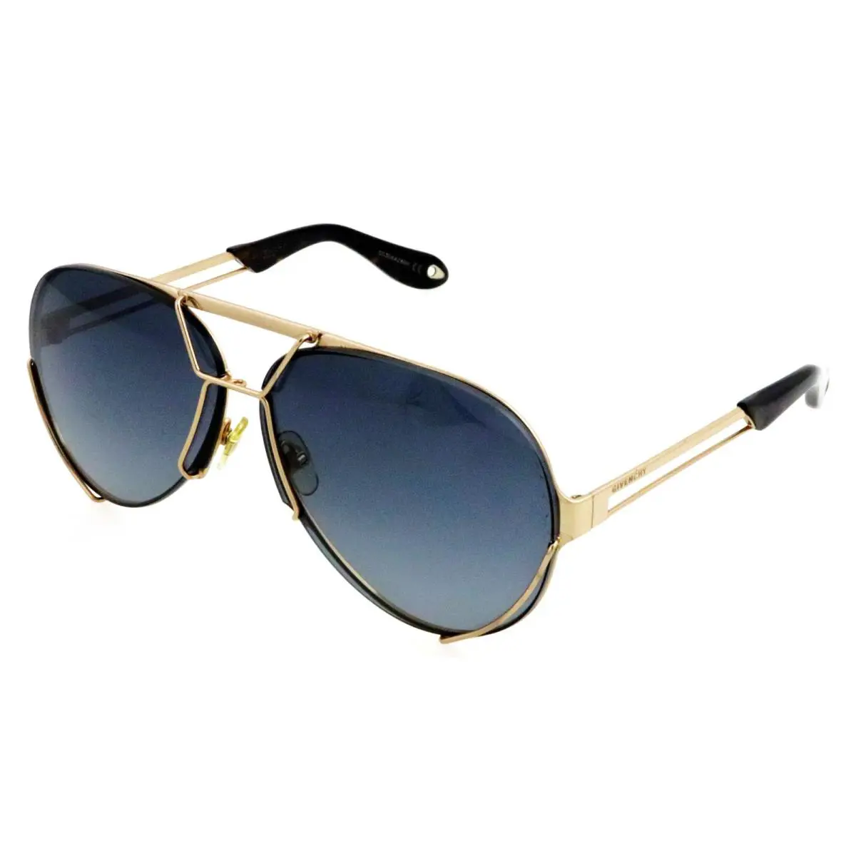 Givenchy Aviator Sunglasses Double Bridge Gold Italy 65-11-145 Unisex GV 7014/S Givenchy GV7014/S J5GNP 65mm Gold Aviator Sunglasses Italy +  main image 4
