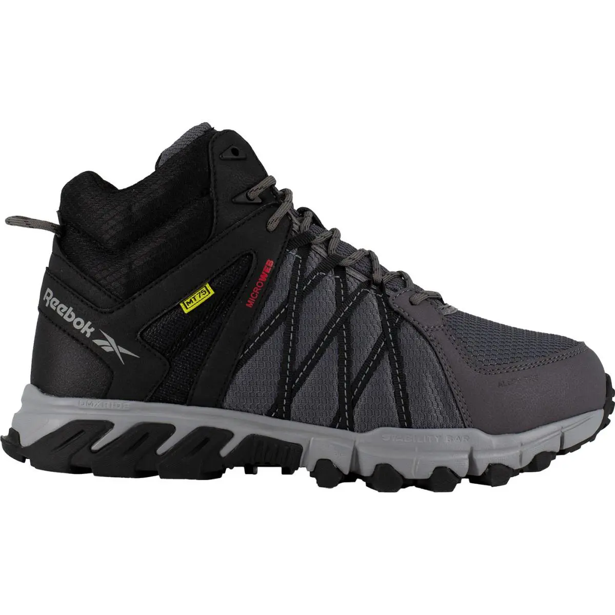 Reebok Trailgrip Work Men`s Internal Metatarsal Alloy Toe Electrical Hazard Mid - CHARCOAL BLACK