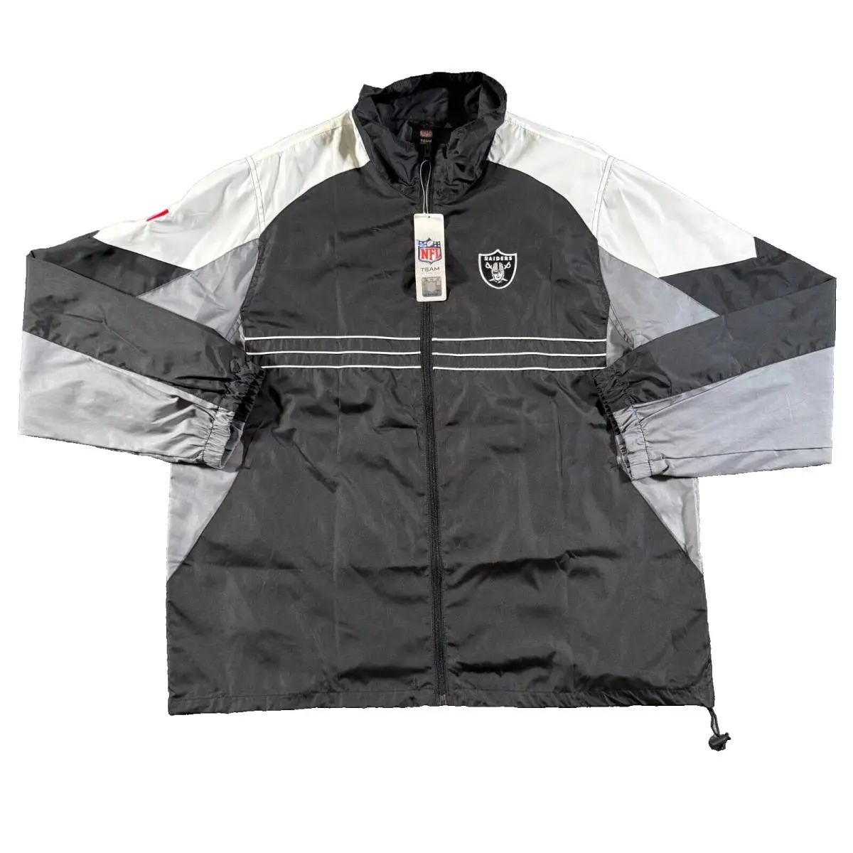 Nfl Reebok Oakland Raiders Jacket Men`s Large Windbreaker Sports Illustrated Y2K
