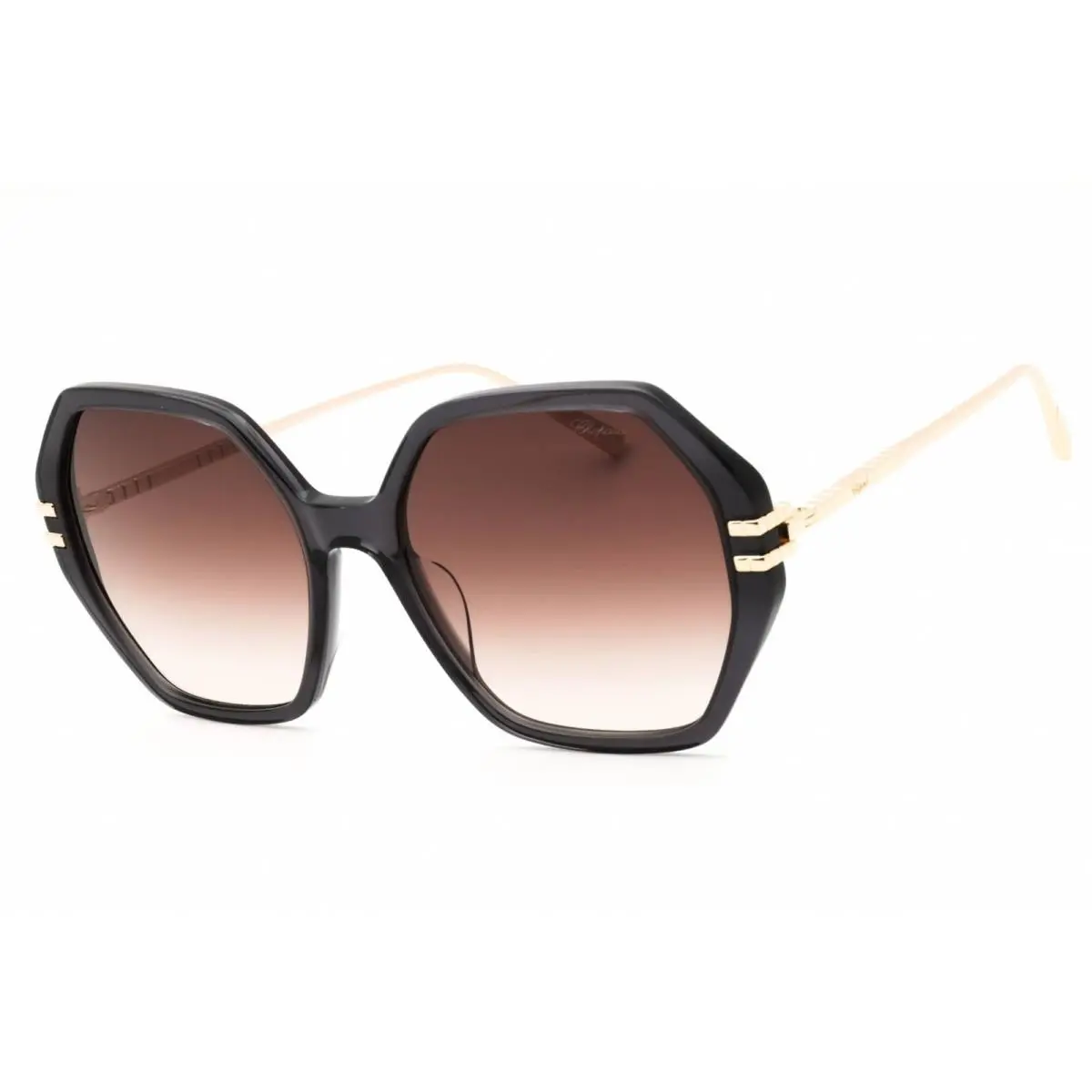 Chopard Women`s Sunglasses Shiny Transparent Dark Grey Full Rim SCH370M 0705