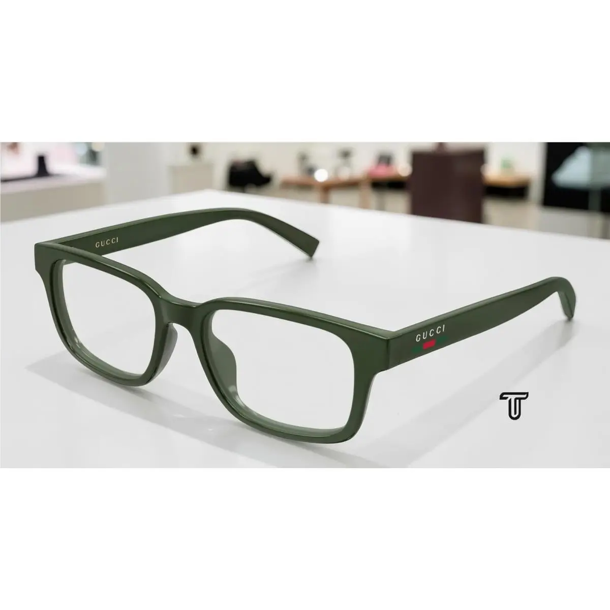 GG2107OL 004 Rectangular Squared Green Demo Lens 54 mm Men`s Eyeglasses by Gucci