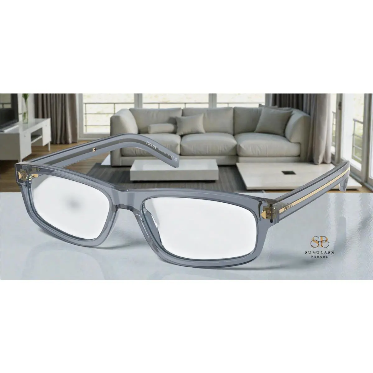 Prada PR B02V 17T1O1 Pale Gold Plated Demo Lens 57 mm Men`s Eyeglasses
