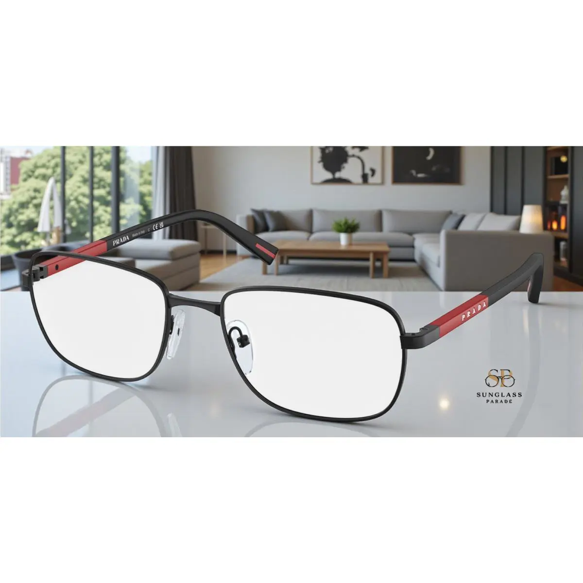Prada Linea Rossa PS 52QV 1BO1O1 Black Matte Demo Lens 54 mm Men`s Eyeglasses