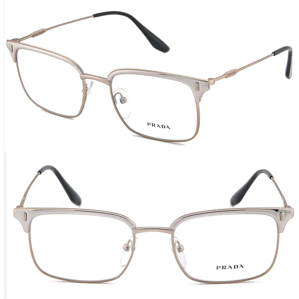 Prada 55V Journal PR55VV Gold Pearl Square Eyeglasses Optical Frame 53 mm 55VV