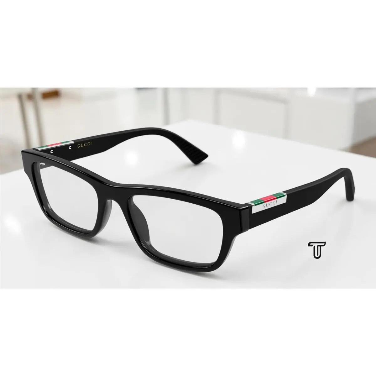 Gucci GG2091O 005 Rectangular Squared Black Demo Lens 55 mm Men`s Eyeglasses