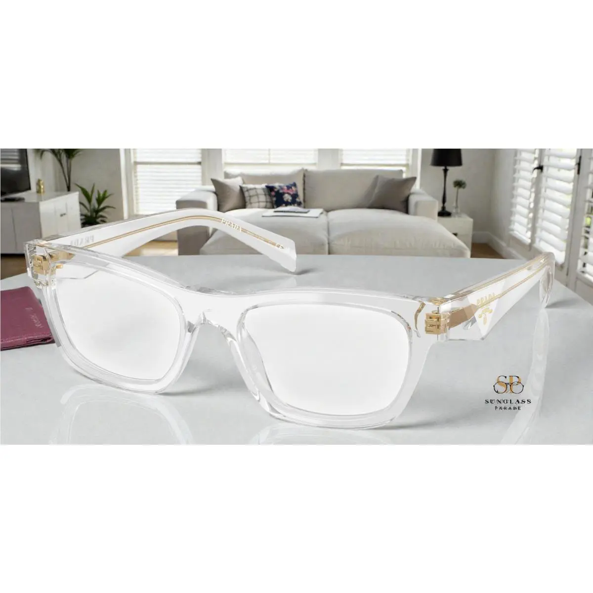 Prada PR B01VF 12R1O1 Transparent Grey Demo Lens 54 mm Women`s Eyeglasses