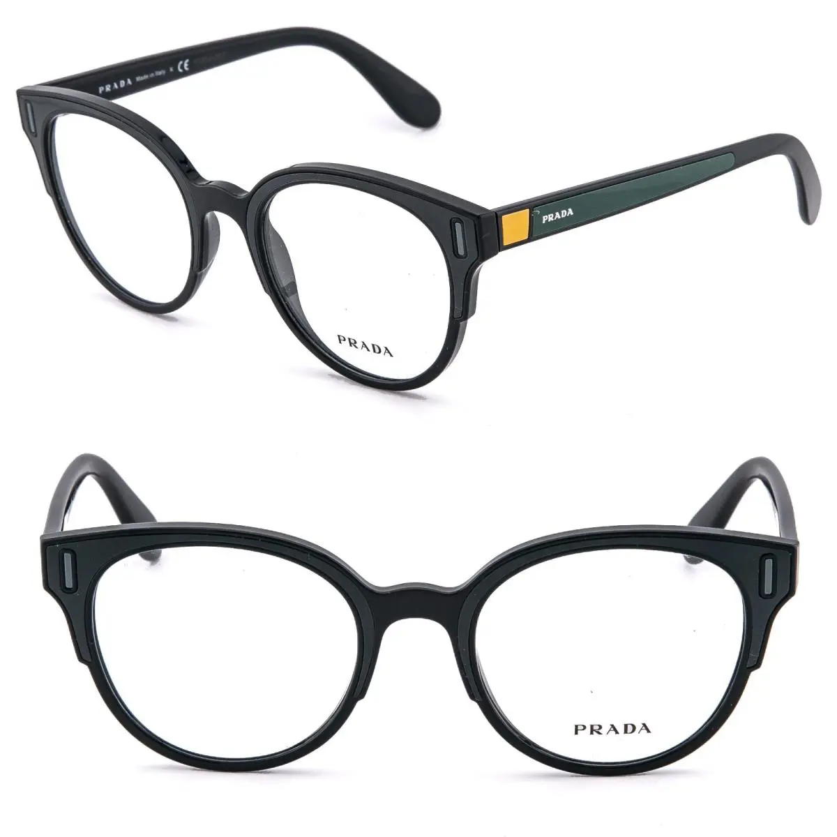 Prada 08U Tapestry PR08UV Black Green Eyeglasses Optical Nylon Frame 50 mm