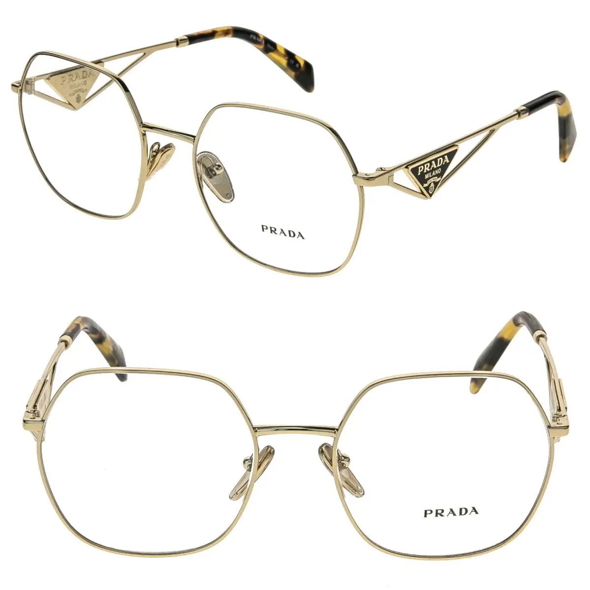 Prada Tampo PR59ZV Gold Triangle Logo Metal Eyeglasses Optical Frame 59Z 54 mm
