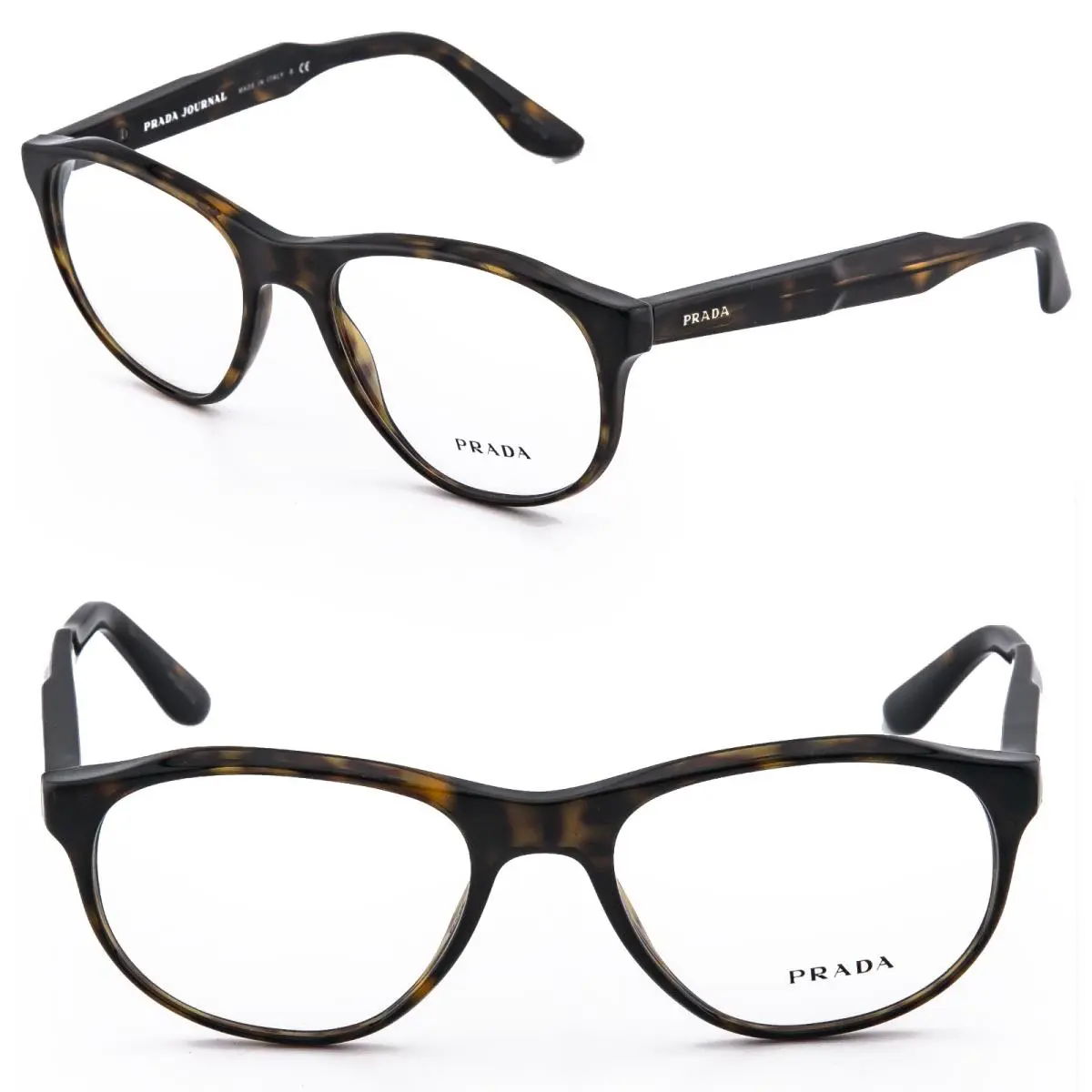 Prada 12S Journal PR12SV Brown Havana Oval Eyeglasses Optical Unisex Frame 52 mm