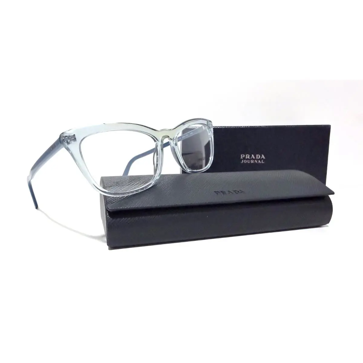 Prada Vpr 10V 325-1O1 Clear Blue Cat Eye RX Eyeglasses 54-18-145 MM Italy