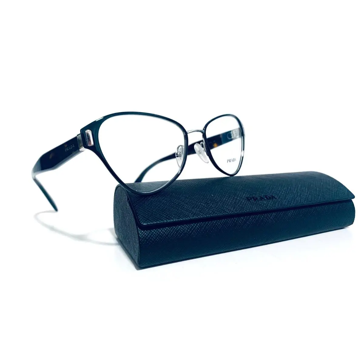 Prada Vpr 58U 1AB-1O1 Black Havana Cat Eye RX Eyeglasses 53-17-140 MM Italy