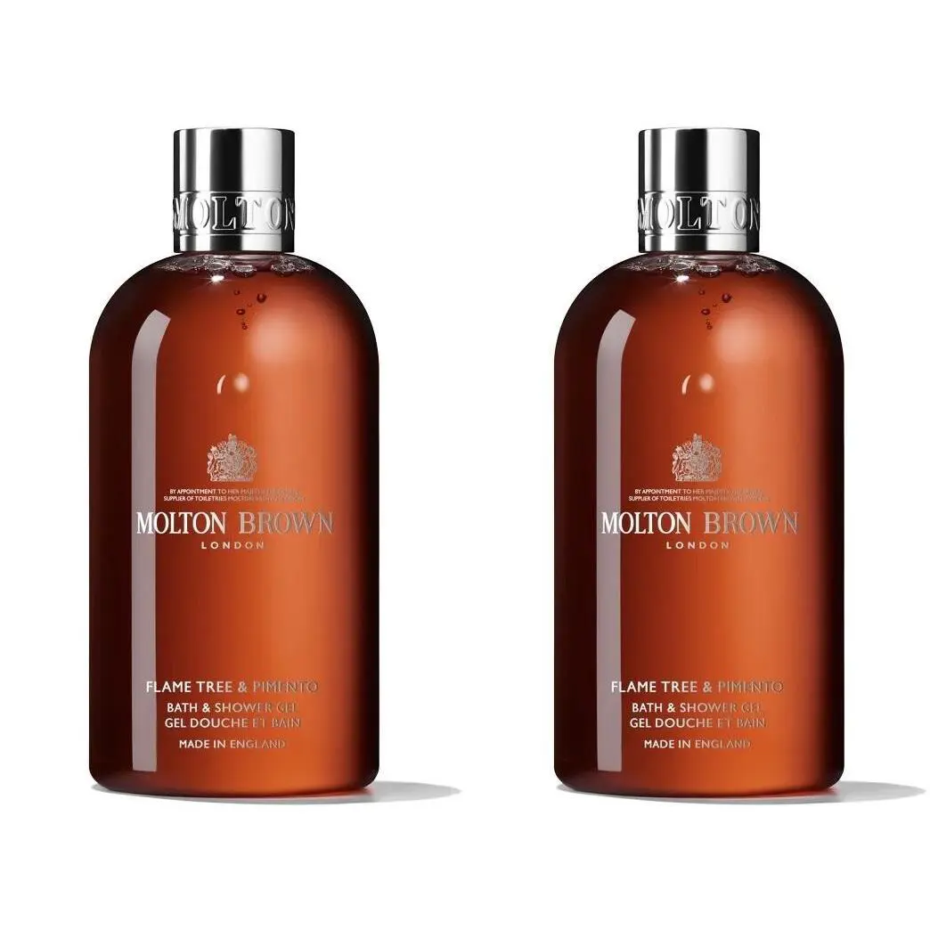 2 x Molton Brown Flame Tree Pimento Bath Shower Gel Body Wash 300ml 10oz
