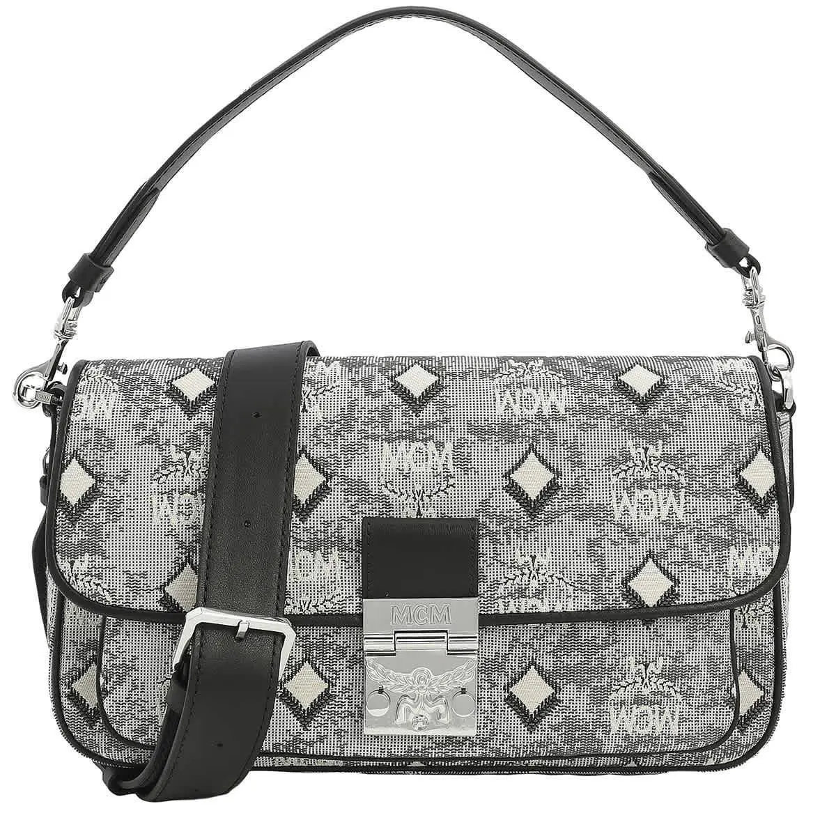 Mcm Ladies Grey Crossbody Bag in Vintage Jacquard Monogram MWRBATQ03EG - Grey