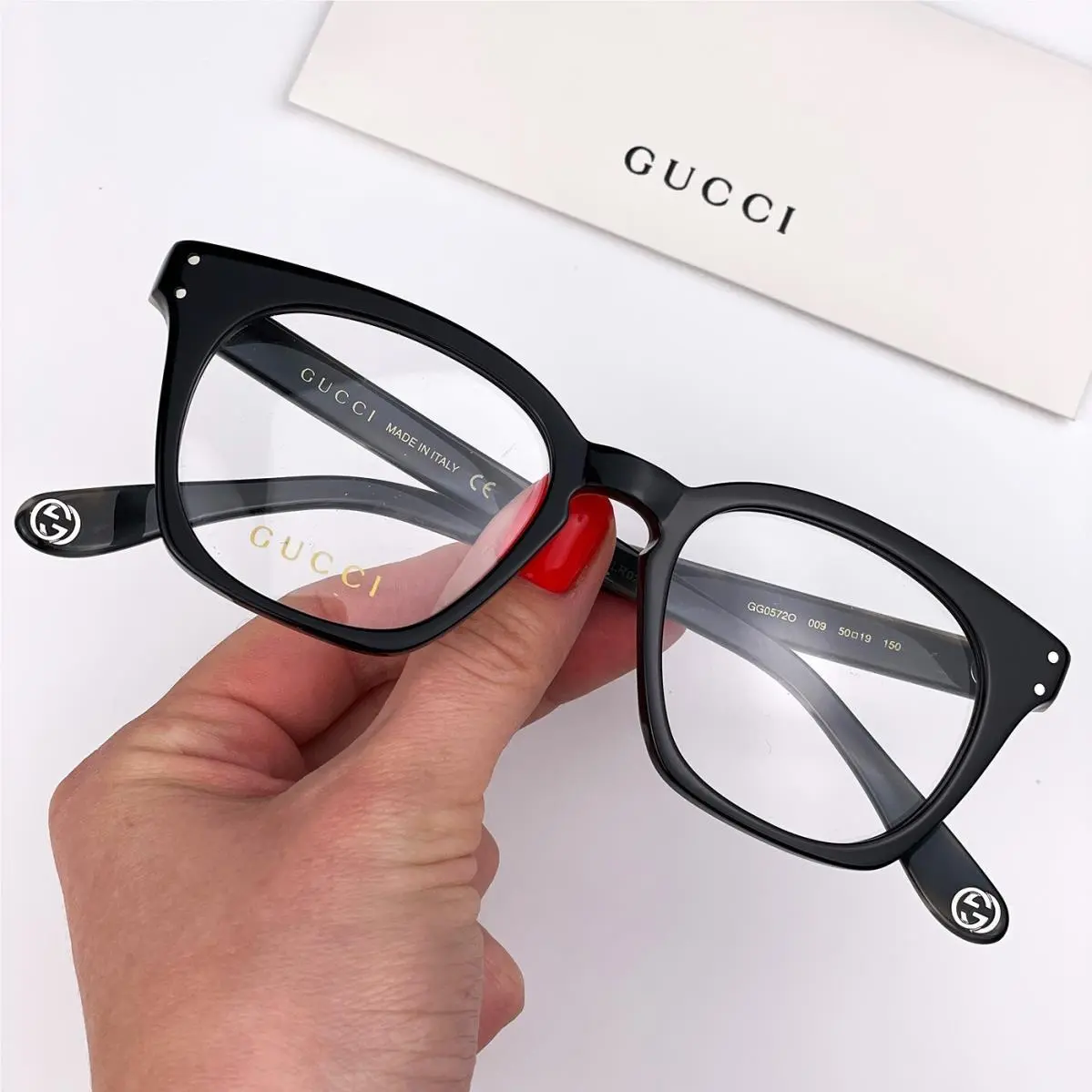 Women Eyeglasses Black Grey Demo Square GG0572O 009 by Gucci