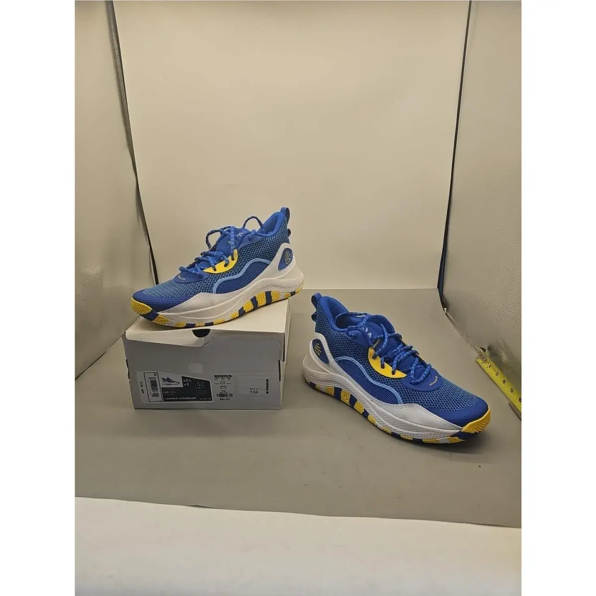 Size 9.5 - Under Armour Curry 3Z6 Warriors Home Blue Yellow White