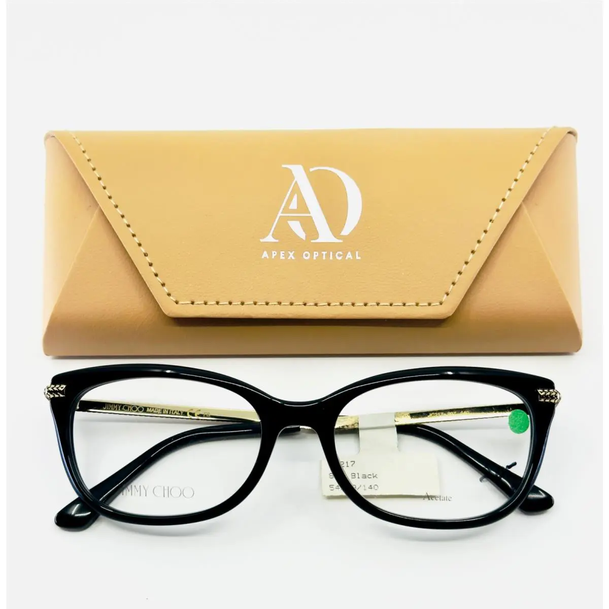 Jimmy Choo JC217 807 Black Gold Womens Semi Cat Eye Eyeglasses 54-18-140 B:37