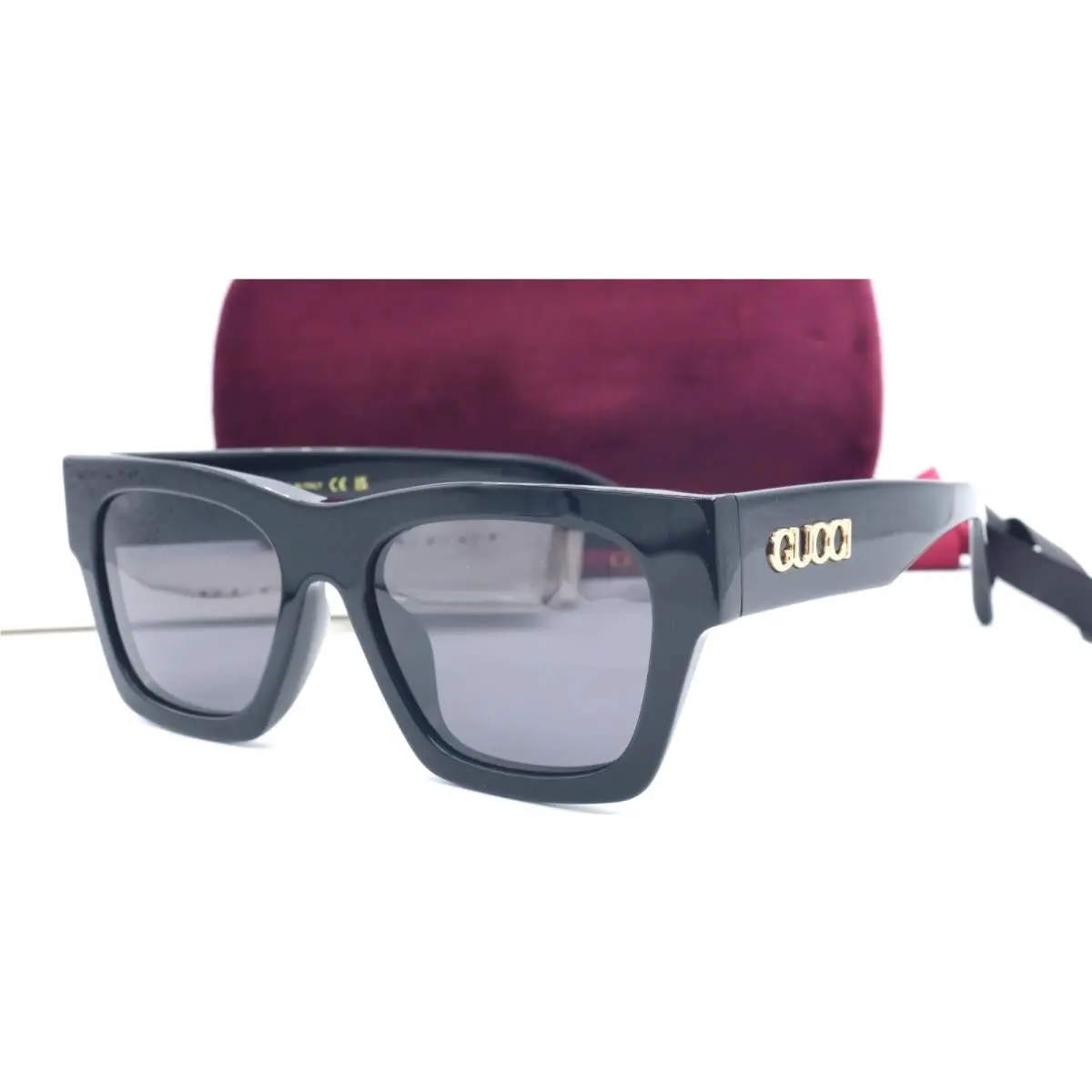 Gucci GG 1835SA 001 Rectangle Women`s Sunglasses Black Gray Lenses