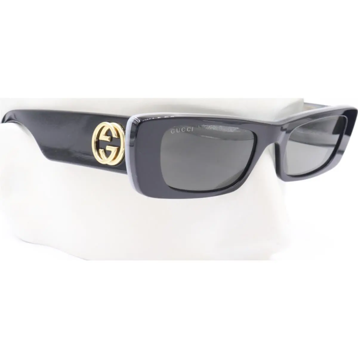 Gucci Rectangular Gloss Black Gray Sunglasses GG0516S 001 52