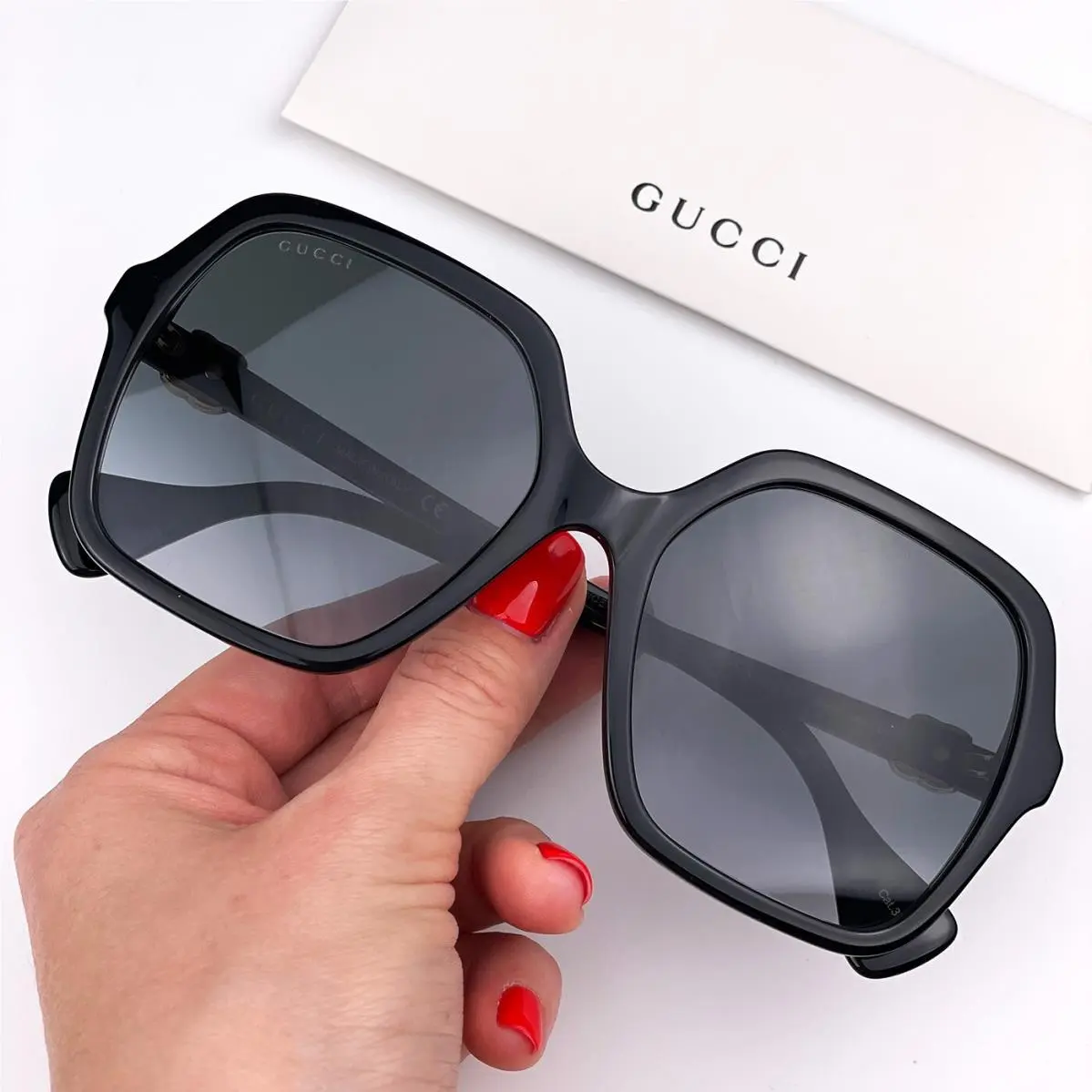 Women Sunglasses Black Grey Gradient Square GG1072S 001 by Gucci