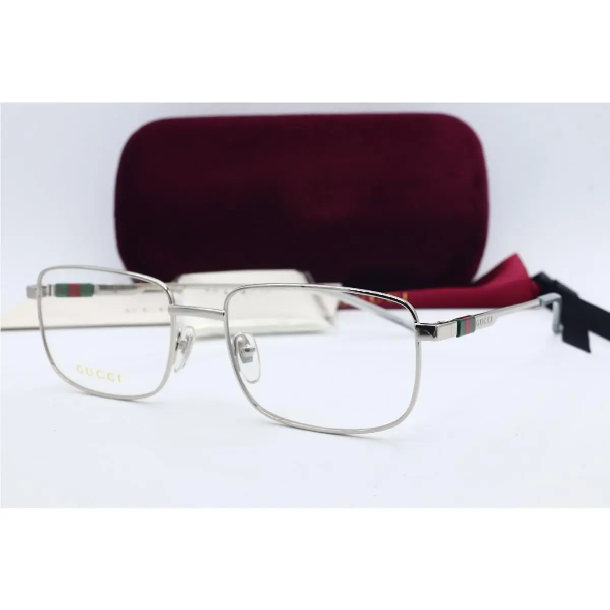 GG 1678O 004 Rectangle Silver Eyeglasses Clear Lenses 55mm by Gucci