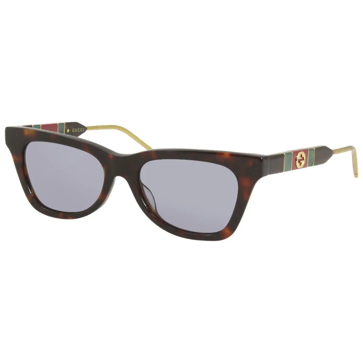 GG0598S 002 Sunglasses Women`s Havana/blue Lenses Fashion Cat Eye 53mm by Gucci