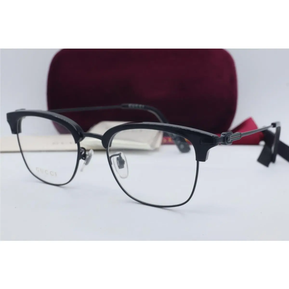 GG 1606OK 001 Rectangle Black Eyeglasses Clear Lenses 52mm by Gucci