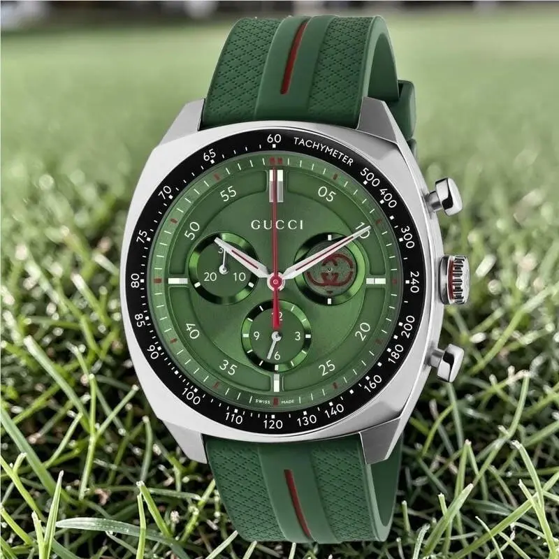 Gucci Interlocking Chronograph 41 MM Green Dial Men`s Watch YA142319