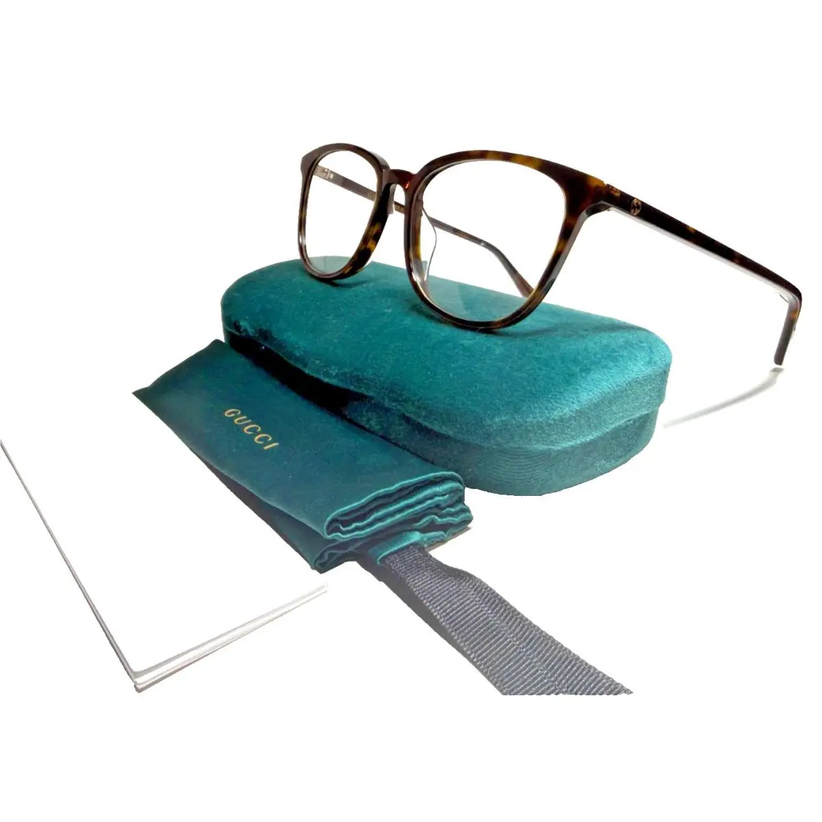 Gucci GG 1230OA 001 Polished Dark Havana Eyeglasses Frame 53-17