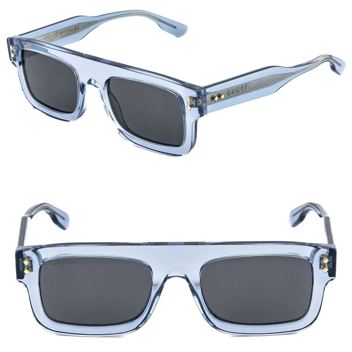 Gucci Gg1085S 1085 Crystal Blue Diamond Unisex Chunky Bold Sunglasses 004