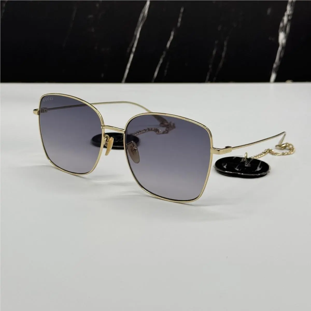 Gucci GG1030SK 001 with Earrings Gold Women Gucci Sunglasses Limited Edition