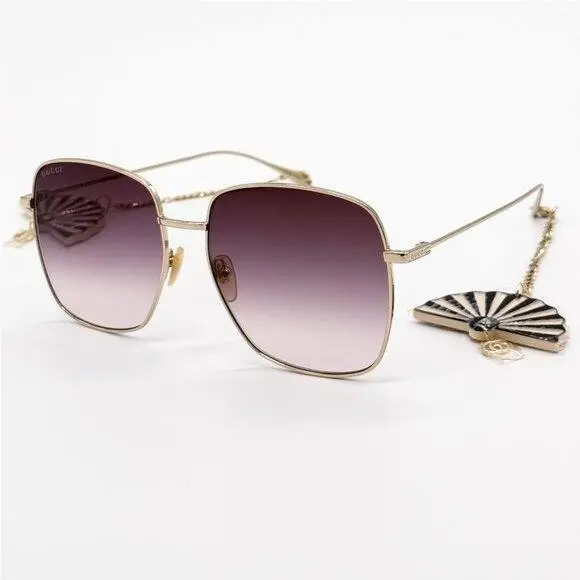 Gucci Sunglasses GG1031S 010 Gold/brown Women Eyewear Gucci Plus Earrings