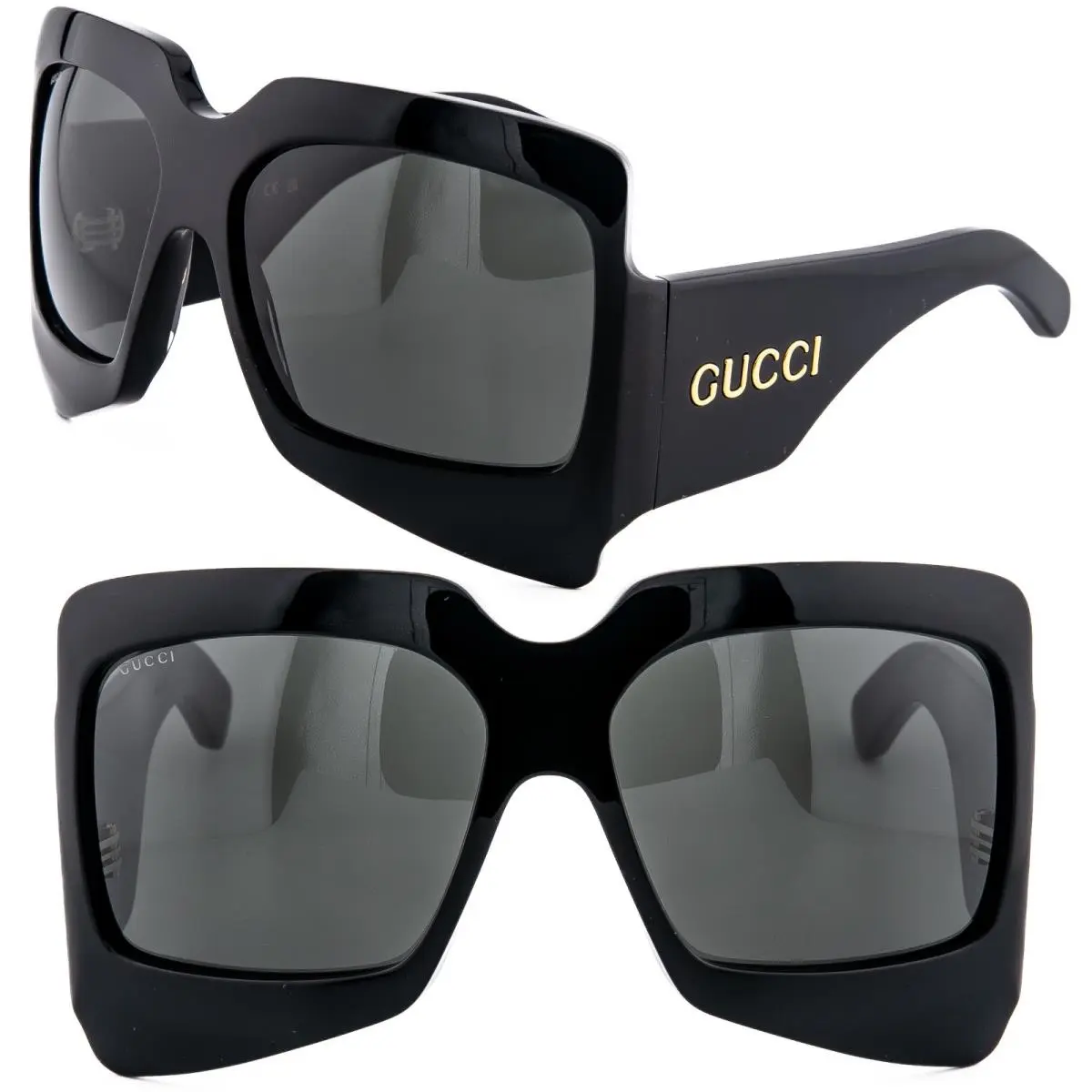 Gucci GG1243S Black Oversized Geometric Mask 1243 Unisex Sunglass 001