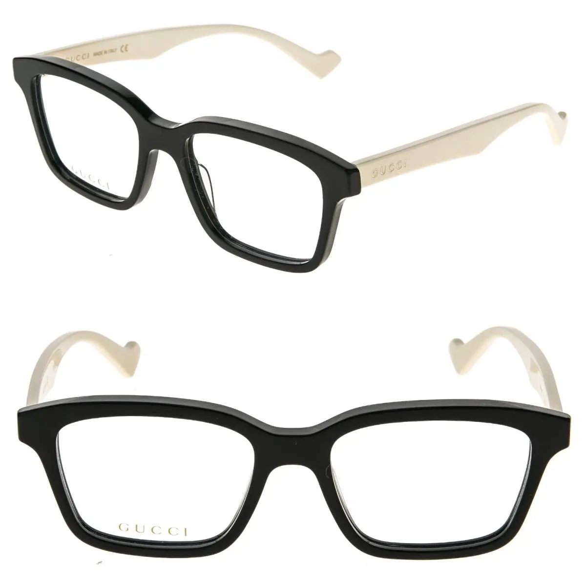 Gucci GG0964O 0964 Black White Rectangular Eyeglasses 52mm 002 Optical Unisex